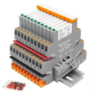 (10pcs) 24V 릴레이 딘 레일 코일 dc /ac Silm PLC 신호 HF41F /12-ZS 5 핀 1NO 1NC 6A SPDT 소켓 베이스가