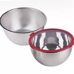 스테인리스 채망 바구니 스텐 채반 믹싱볼 세트 24cm