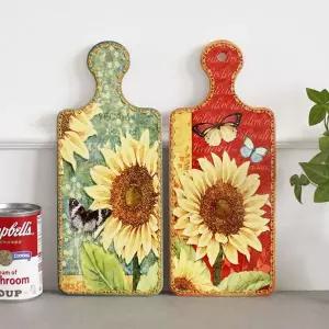 해바라기 그림 직사각 손잡이 있는 냄비받침 밥솥받침