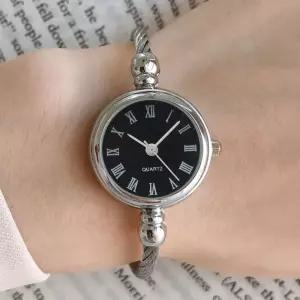 와이어 뱅글 여성 손목시계 블랙 로마숫자 여자 패션 아날로그 심플한 선물 메탈