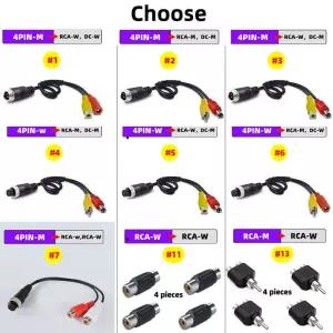 후방카메라배선 4Pin 항공 헤드 남성여성 RCA AV여성 DC 다중 케이블 콘센트 어댑터 변환기 차량용 후면 카