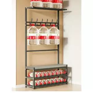 모던 현관 수납의자 옷걸이 신발장 드레스룸 일체형 철제 블랙 90cm 7개