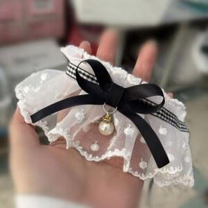 강아지 스카프 고양이 케이프 흰색 목걸이 카라 턱받이 레이스 메쉬 리본 진주 공주 자수