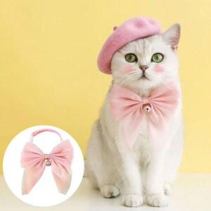 강아지 스카프 고양이 케이프 리본 작은 목걸이 턱받이 카라 조정가능한 파티 생일 분리형