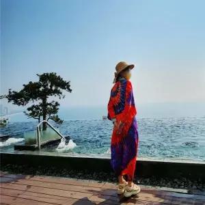 [하프클럽/]비치 로브가운 코튼 캐릭터잠옷