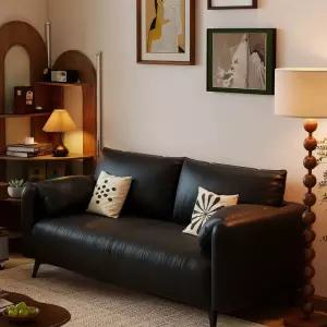 원룸소파 거실 엔틱쇼파 가죽 2인용(20cm) 카페 2인용 블랙(가죽) 사무실
