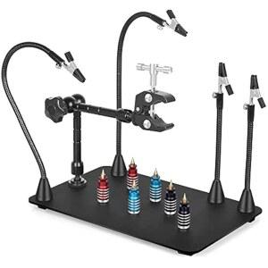 대형 및 헤비 듀티 베이스가 장착된 NOEVSBIG 마그네틱 헬핑 핸드 솔더링 스테이션, 2.16인치 턱 개구부 클램프, PCB 홀더 4개, 전자 수리 주얼리를 위한 손을 돕는 유연한 팔 4개