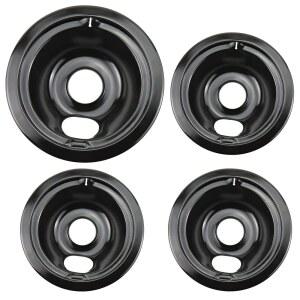 WB31M19 WB31M20 도자기 드립 팬 바이 블루토겟 - GE 핫포인트 레인지 쿡탑에 호환 6인치 3개 및 8인치 1개 포함 4팩(블랙 도자기) 소형 버너 대형 1개용 스토브