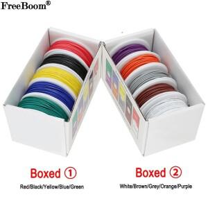 UL1007 와이어(5색 혼합 키트) PVC 절연 주석 도금 구리 케이블 30 28 26 24 22 20 18 16 AWG 연선 전기 라