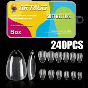 240개/박스 반무광 XXS 아몬드 네일 팁 풀커버 소프트 젤 인조 손톱 연장  숏 적합