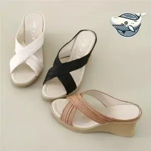 [하프클럽/]여름 필수 아이템 로우 웨지힐 여성 슬리퍼