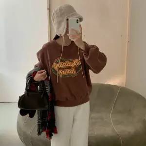 [하프클럽/옷자락]여자 프린팅 양기모 퍼프 시보리 라운드넥 면 맨투맨