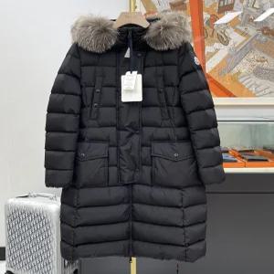 KHLOE 클로에 폭스퍼 여성 다운 롱패딩 블랙