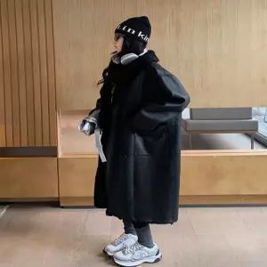 자켓 양털 코트 검정 롱 하이넥 노카라 트렌치 롱무스탕