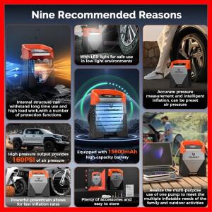 에텐울프 제피르 S5C 자동차 타이어 공기 주입기 15600mAh  듀티 사이클 컴프레서 (픽업트럭, SUV 자전거