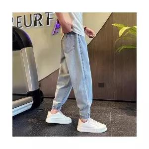 키체샵 남성 배기핏 청바지 배기 조거 여름 9부 바지 춘추 데님 캐주얼 HO3