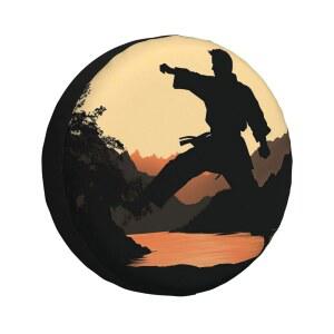 RV 트레일러용 가라테 스페어 타이어 커버, 방수 캠핑카 휠 방진 보호대, 유니버설 핏 SUV 트럭 여행 트레