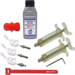 블리드존 프로 블리드 키트 - 재사용 가능한 20ml 주사기 및 에지 도구가 있는 SRAM 브레이크 DOT 5.1