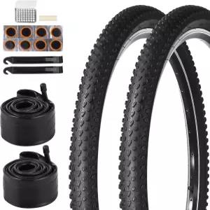 eesport 24/26/27.5x2.125 자전거 타이어 튜브 24/26/27.5인치 산악 및 교체 세트 2팩 BMX MTB용 27.5