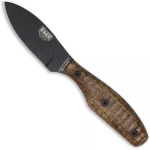 ESEE 나이프 벨트 2.8인치 새틴 드롭 포인트 블레이드 마그나컷 스틸 조각된 브라운 버랩 미카르타 핸들