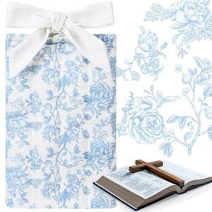 얀라프 퀼트 성경책 커버 슬리브 코켓 보우 패딩 북 프로텍터 수채화 세척 가능 페이퍼백 파우치 기독교 어머니 선물용 포켓 포함