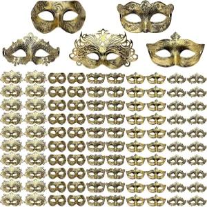 윤세일링 100개 가면극 마스크 여성 남성용 베네치아 골동품 새해 전야 카니발 마르디 그라