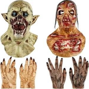 할로윈 무서운 좀비 뱀파이어 헤드 마스크 장갑 포함 전체 악마 성인 공포 코스튬 코스프레 소품용