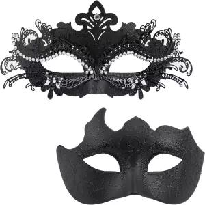 커플용 마스크 매트 마감의 글리터 라인스톤 베네치아 마디 그라를 위한 메탈 필리지 4가지 색상