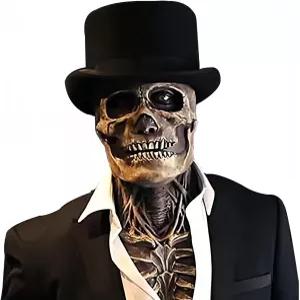 AUSTUFF 할로윈 해골 마스크 움직이는 턱이 있는 무서운 풀 헤드 호러 현실적인 라텍스 헬멧 코스프레 파티