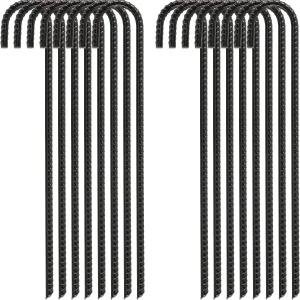 피드 가든 16인치 16팩 철근 스테이킹 헤비 듀티 J 훅 아연 도금 강판 텐트 그라운드 앵커 체인 링크 펜스