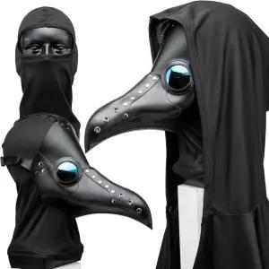 SV 센반 페스트 닥터 퓨 가죽 마스크 - 조절 가능한 스트랩 통기성 구멍 할로윈 코스튬 액세서리(블랙)