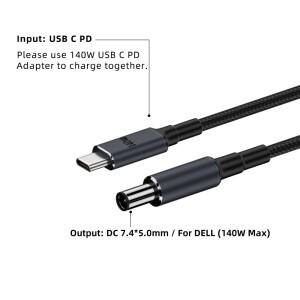 dell호환 piron호환 15 5576 고속 충전 케이블 코드  USB C타입 PD to DC 7.4x5.0mm 노트북 커넥터  90W  1
