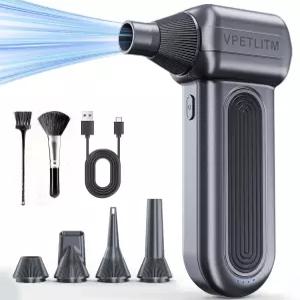 VPETLITM 무선 에어 더스터 250 000 RPM 강력하고 충전식 긴 배터리 수명의 3단 미니 송풍기