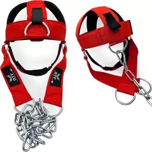 QTF 넥 하네스 웨이트 팅 트레이닝 빌더 두꺼운 네오프렌 패딩 조절 가능 턱 및 헤드 스트랩 운동 헤비