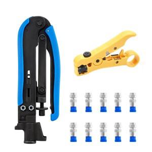 멀티툴 와이어 스트리핑 압착 플라이어 동축 케이블 콜드 프레스 클램프 RG59 RG6 크림핑 툴 세트 네트워크