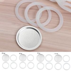 [호환품]에스프레소 포트 용 3 개의 실리콘 씰 및 1 알루미늄 필터 주방 커피 스토어 기계 부품 모카 교체