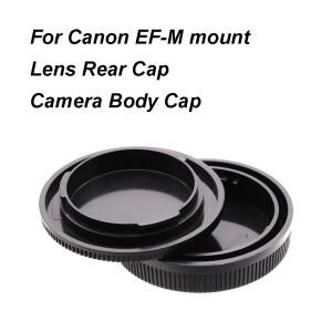canon호환 EOS EF-M 렌즈 후면 캡 OR 카메라 바디 세트 M5 M6 M200 용 로고가있는 플라스틱 검정색 덮개 뚜