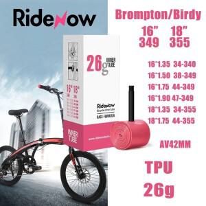 Ridenow brompton 호환16 349 18 355 Birdy 자전거 Schrader 내부 타이어 42mm 용 경량 접이식 튜브