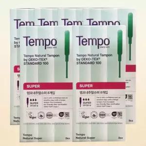 템포 내추럴 순면 탐폰 슈퍼 8p X 6팩 체내형생리대 생리대 안심생리대 템포생리대 생리대대형