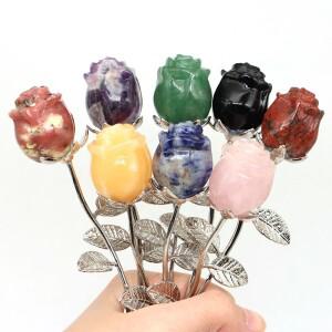 천연 스톤 장미 꽃 발렌타인 데이 수집 레이키 힐링 크리스탈 조각 보석 공예 파티 홈 장식 결혼