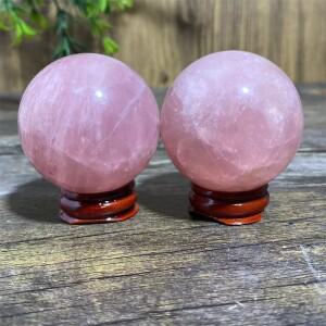 크리스탈 천연 로즈 쿼츠 구형 볼 스톤 치유 광택 보석 광물 Reiki Wicca Geode 룸 장식 + 스탠드