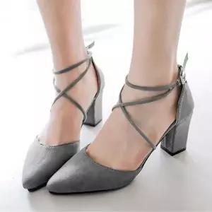 [하프클럽/]펌프스힐 여성 베스트 발목 심플 세무 스웨이드 스트