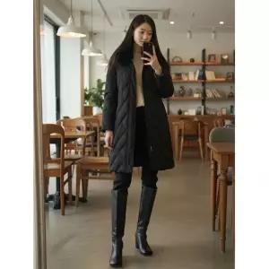 지센 폭스카라 벨티드 덕다운 롱 점퍼 LCDWNA30