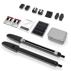 스윙 게이트용 솔라 듀얼 게이트 오프너, 최대 660파운드*2 16피트, 태양광 패널 리모컨 키트가 있는 자동 전기 진입로 운영자 - 모델 G340SD