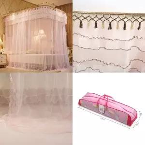 침대 모기장 레일형 150x200 연핑크 사각 방충망