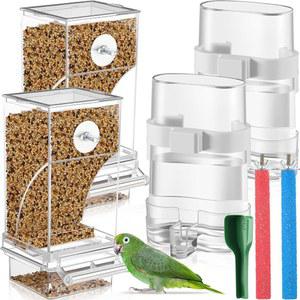 노바브라이트 7개, 지저분하지 않은 새 모이통 물 디스펜서 세트에는 케이지 코카티엘 러브버즈 핀치 마코를 위한 자동 앵무새 모이통 및 애주가 포함되어