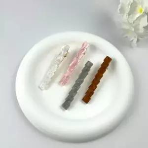 [골드스마일]일자 헤어집게핀 머리핀 사각 화이트 핑크 봄 프리마