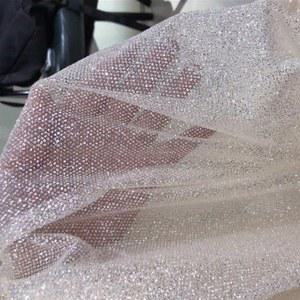 원단 웨딩드레스 샴페인핑크 망사 글리터 반짝이 드레스용 초밀도