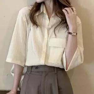 블라우스 아이보리 여성반팔셔츠 여성여름셔츠 7 (WFKBME8)