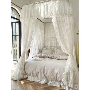 침실 레이스커튼 공주침대 안방 여름 공주방 모기장 핑크 북유럽 공주 차단 우풍 유럽풍